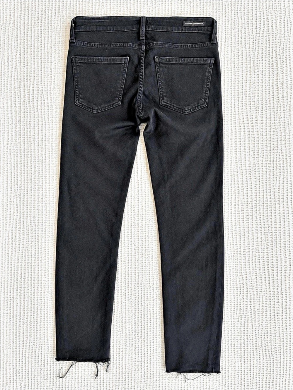 Citizens of Humanity Avedon Skinny Jeans Size 26 Black Stretch Raw Hem Made USA